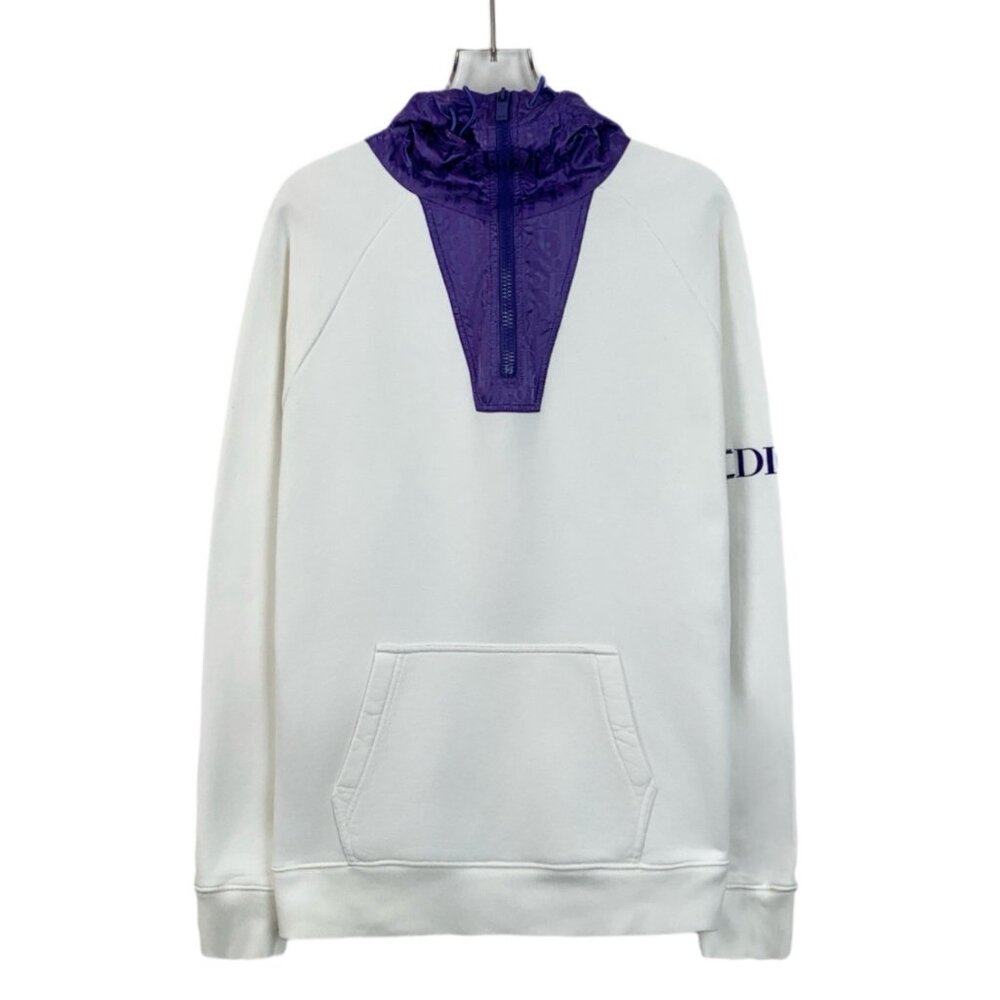 Dior White Monogram Patchwork Hooded Long-Sleeve … - image 1
